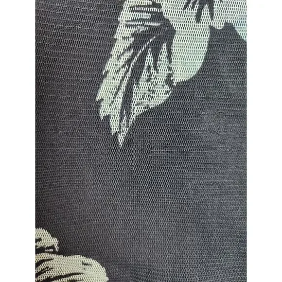 Tommy Bahama silk mesh blouse L lined sheer sleeves palm print Babydoll Y2k Boho - Picture 9 of 9